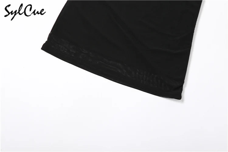 Sylcue Nero Semplice Tutto-fiammifero Casual Pendolari Estate Viaggi di Strada Fresco Gioventù Vitalità Stretto Sexy Gonna da Donna ad Alta Elasticità