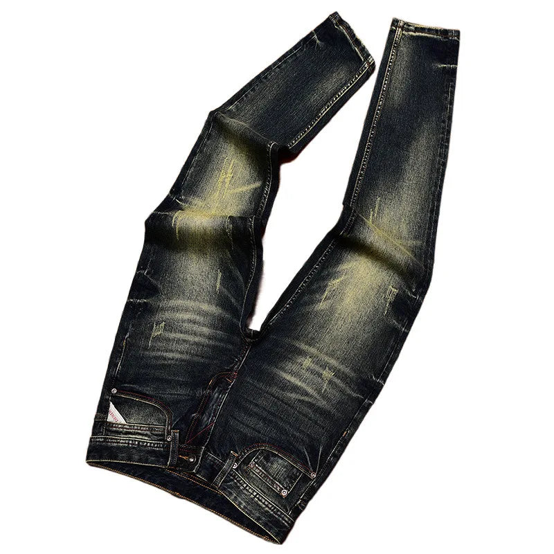 Jeans nostalgici retrò Moda classica da uomo 2025 Nuova caduta Slim Fit Dritto Alla moda Casual Pantaloni lunghi in denim abbinati