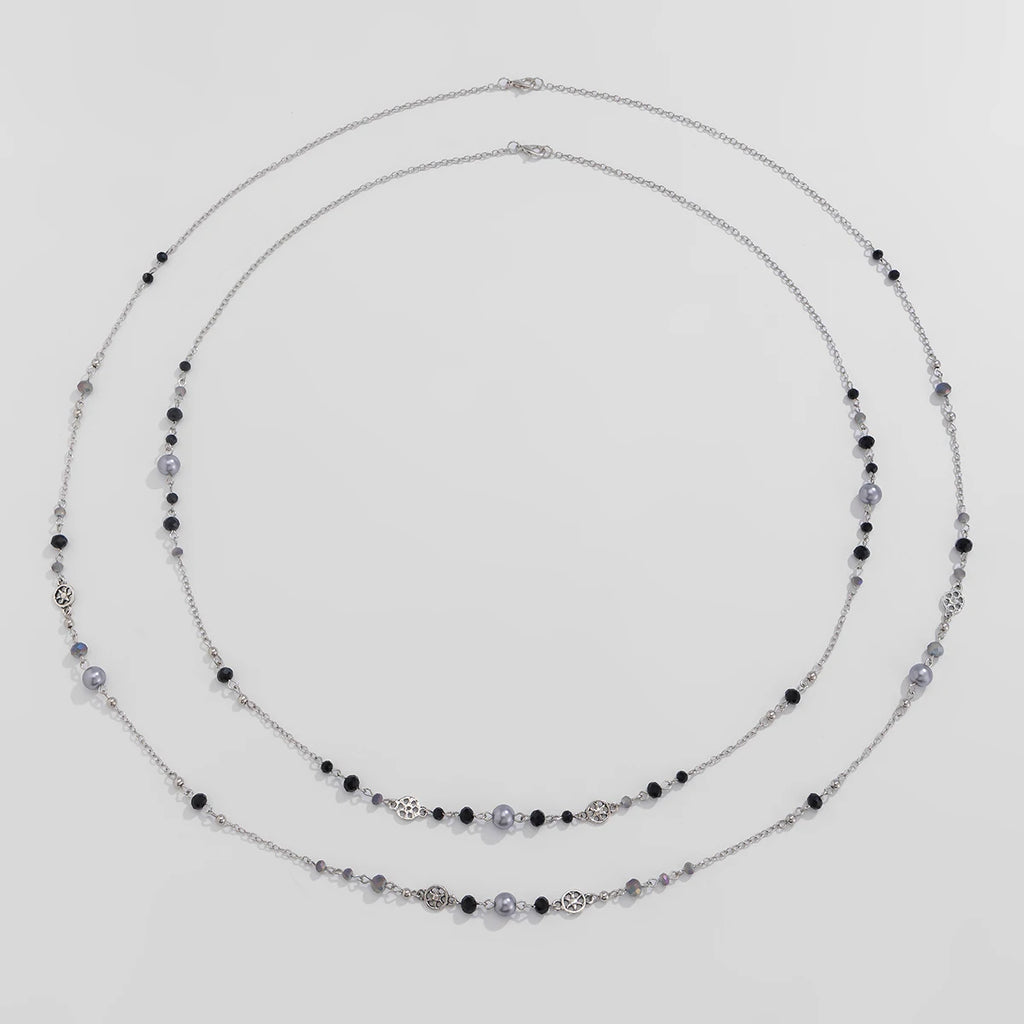 Ingemark 2 Pz/set Temperamento Imitazione Perla Collana a Catena Lunga per le Donne Dichiarazione di Moda Goth Sweather Collegamento al Collo Gioielli