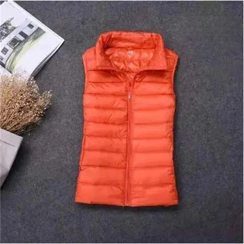 2024 Piumino d'anatra bianco Gilet da donna Autunno Inverno Gilet senza maniche Caldo piumino leggero Top femminili Capispalla