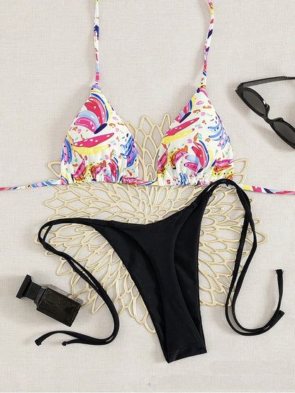 2025 New Sexy Women's Bikini Set - Tropical Fruit Print Beach Swimsuit High Waisted Bathing Suit Two Piece Swimwear for Vacation