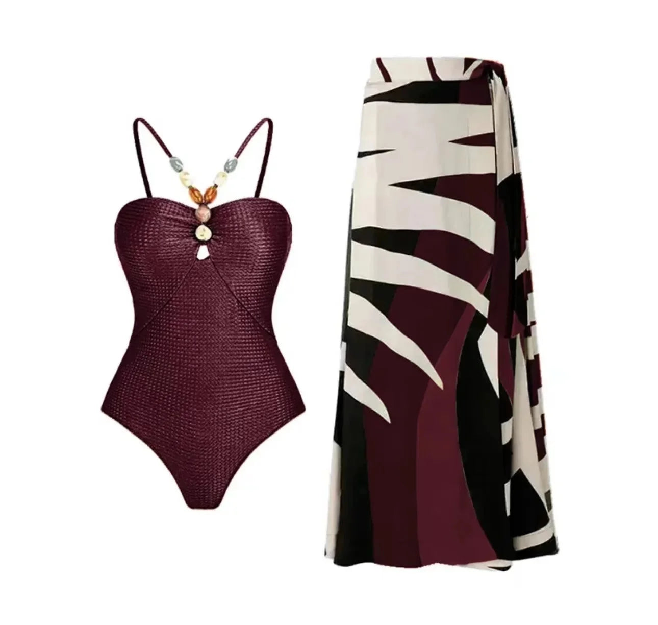 Printed One-Piece Bikini Set Women's Beachwear Tummy Covering Slimming Southeast Asian Sun Protection Style