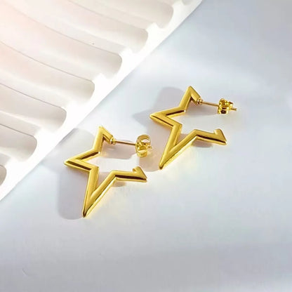 Harajuku Punk Grande Stella Orecchino Irregolare Scava Fuori Alien Metallo Pentagramma Ear Stud per Le Donne Cool Girl Trend Y2K Gioielli NUOVO Har