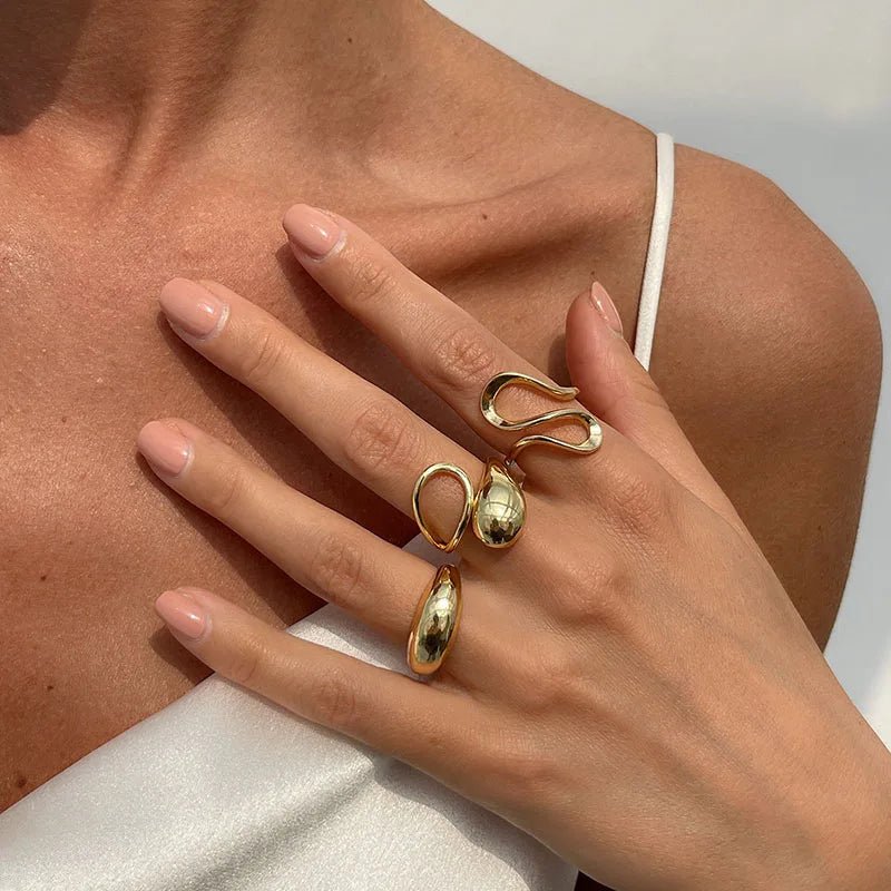 Anelli di metallo vintage di moda per le donne Regalo Punk Hip Hop Oro Argento Colore Irregolare Knuckle Joint Ring 14 pezzi / set