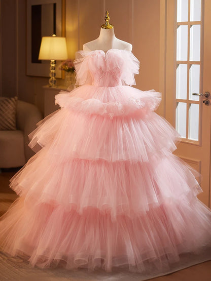 Pink Overskirt Princess Style Cake Dress Luxury Photography Women's Fashionable Ball Gown Skirt Long Evening Gown