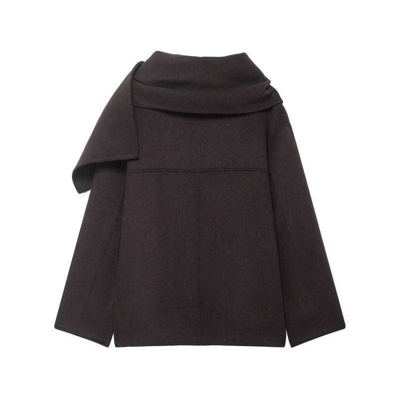 Cappotto da Donna 2026 Nuova Giacca Corta Invernale Autunnale alla Moda con Sciarpa Decorativa, Capispalla Elegante e Chic per Signora