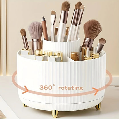Organizzatore di scatole di immagazzinaggio cosmetici da tavolo per trucco girevole di grande capacità per il bagno Portapenne portatile per pennelli per trucco per rossetto