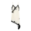MUJER Abito sottoveste in pizzo nero Abiti corti da festa in raso da donna per le donne Abiti da donna sexy senza schienale Mini abito da notte asimmetrico