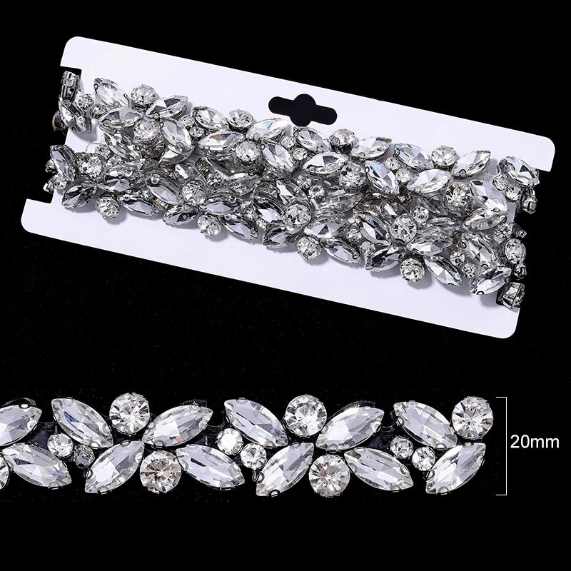Ducrystal 1 metro motivo strass nastro hot fix vetro cristallo strass trim catena per scarpe fai da te, borse, abiti decorazione