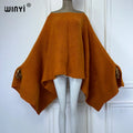 WINYI inverno tinta unita abito lavorato a maglia mantello moda Abito da vacanza Poncho invernale elegante per donna mantello allentato boho abbigliamento donna
