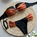 Costume da bagno sexy a forma di stella marina in metallo, bikini a fascia nero tinta unita, set bikini donna 2026, costumi da bagno a vita alta, costume da bagno da donna