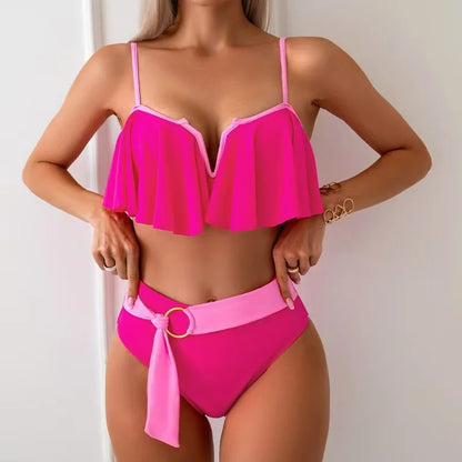 2026 Nouveau Ensemble Bikini Brésilien Sexy Maillot de Bain Volanté Femme Push Up Maillot de Bain Taille Haute Imprimé Floral Biquini Femme