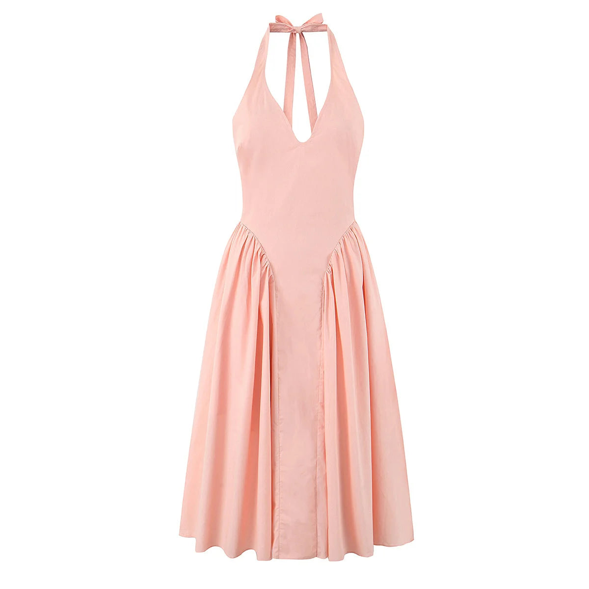 YENKYE Abito estivo da donna sexy senza schienale scozzese rosa con scollo all'americana a vita bassa Abiti da festa eleganti Abito da vacanza