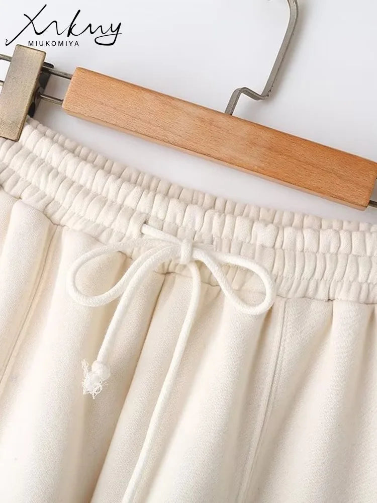 Abito caldo per le donne Pantaloni sportivi Set Inverno 2 pezzi Giacca e pantaloni in pile spesso con cerniera Set Tuta da donna in velluto per le donne