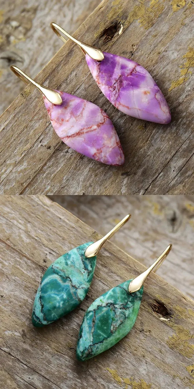 Minimalismo alla moda Diaspri dell'imperatore naturale pendenti Orecchini pendenti da donna Regali etnici eleganti per le vacanze