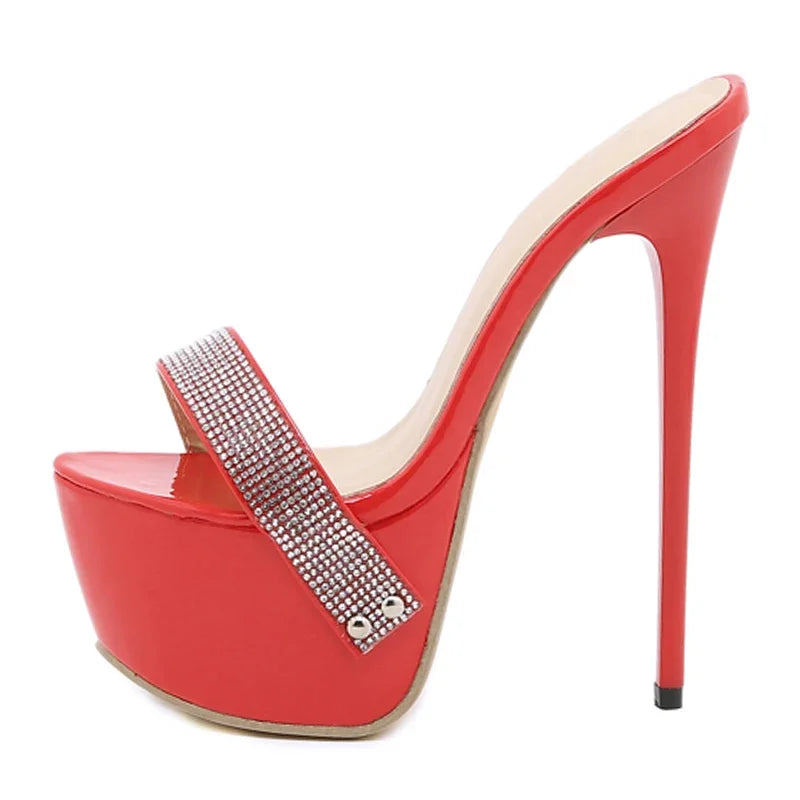 Aneikeh Pantofole con ciabatte ultra alte con piattaforma sexy Bling Scivoli in PU Scarpe da donna di nuova moda per adulti Estate Roma Classici a pois