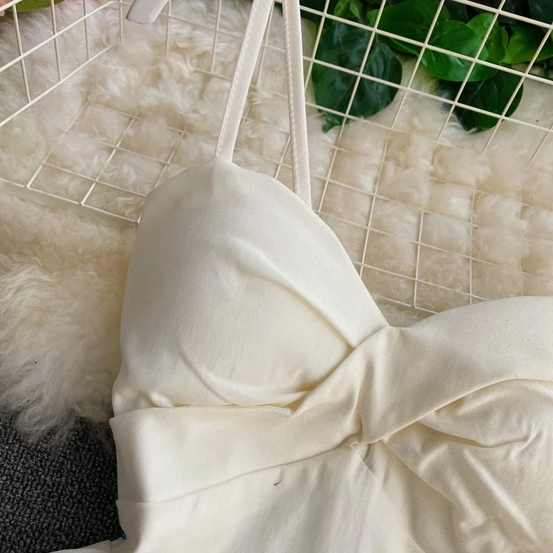 Ins Fashion Slim abito da donna asimmetrico a vita alta 2021 nuova estate elegante bianco nero abito da festa abiti da donna