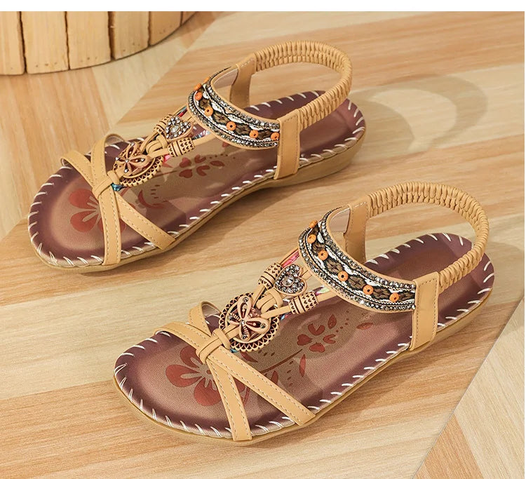 Sandali da donna Sandali estivi stile Boemia Donna Fondo morbido Sandali con tacco basso Scarpe da donna Scarpe antiscivolo Calzature estive