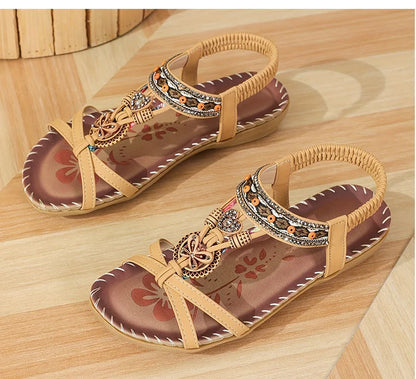 Sandali da donna Sandali estivi stile Boemia Donna Fondo morbido Sandali con tacco basso Scarpe da donna Scarpe antiscivolo Calzature estive