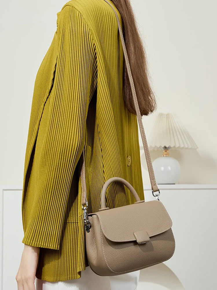 Zency Borsa a tracolla piccola semplice in vera pelle con manico superiore Borsa a tracolla firmata da donna Borsa a tracolla Bolsa 2025 Sac