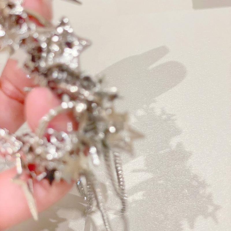 Collana scavata con paillettes a stella per donna Collana girocollo con nappe con strass intarsiati alla moda Accessori stile Y2k regalo