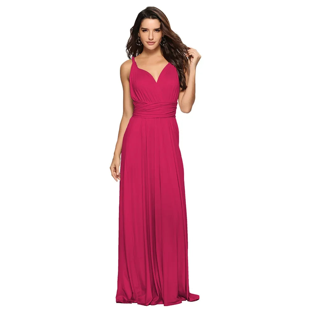 Abito formale da donna elegante da sera lungo con scollo a V profondo abito convertibile multistrato maxi abiti greci abito da festa di nozze
