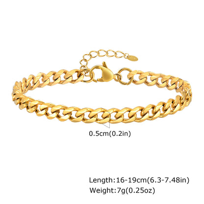 Braccialetti a ginocchiera robusti e audace da donna, bracciale a catena a maglie con fibbia OT in acciaio inossidabile placcato oro senza appannamento
