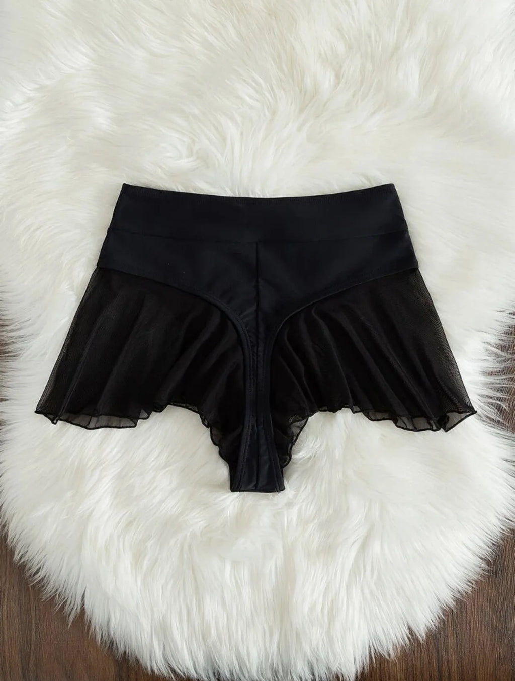 2024 Neu Tanga Sexy Schwimmhöschen für Damen High Waist Strandmode Bademode Rüschen Uni Badehose Süße Strandshorts Badeanzug