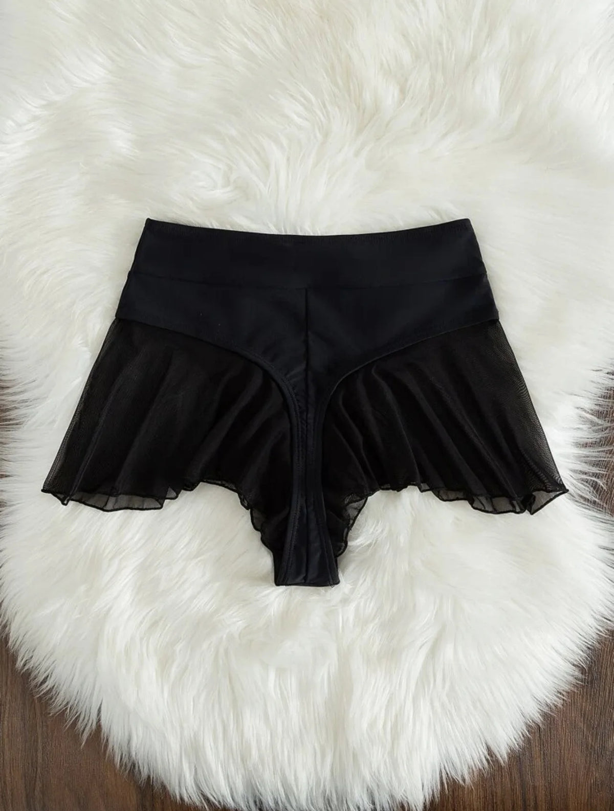2024 Neu Tanga Sexy Schwimmhöschen für Damen High Waist Strandmode Bademode Rüschen Uni Badehose Süße Strandshorts Badeanzug