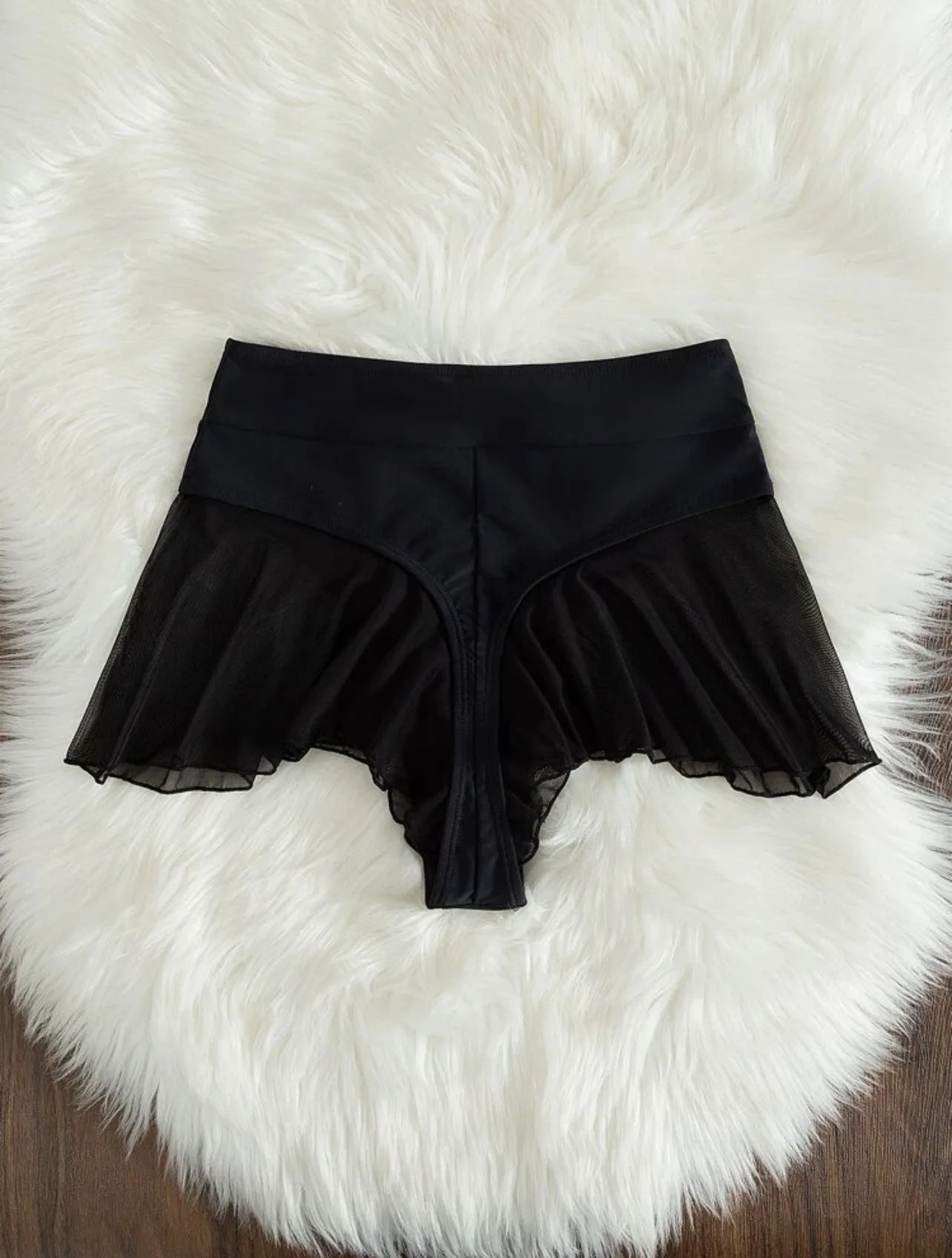 2024 Neu Tanga Sexy Schwimmhöschen für Damen High Waist Strandmode Bademode Rüschen Uni Badehose Süße Strandshorts Badeanzug