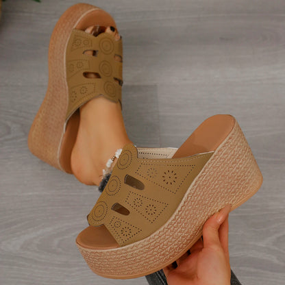 Sandales d'été décontractées pour femmes Sandales compensées à plateforme antidérapantes pour l'extérieur Sandales antidérapantes confortables pour femmes Chaussures de créateur Zapatos De Mujer