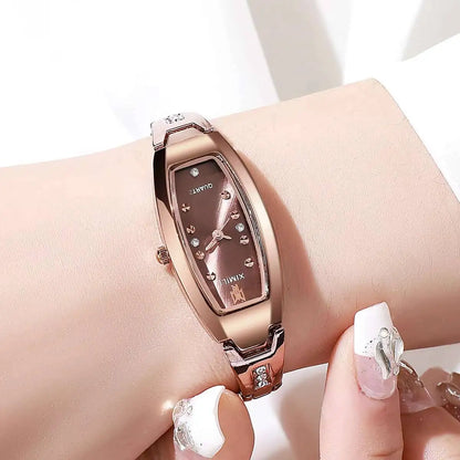 Orologi da donna eleganti Orologio da polso al quarzo con quadrante ovale da donna con strass di lusso Reloj Mujer (senza scatola)