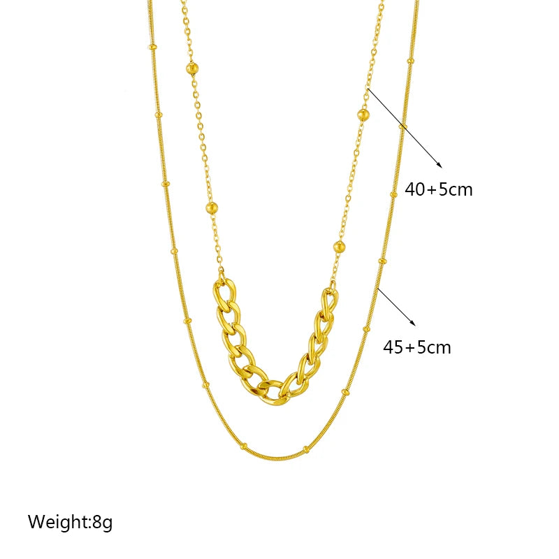 DIEYURO Collana a catena di perle con perline geometriche in acciaio inossidabile 316L per le donne Nuove ragazze punk girocollo spesso gioielli regali per feste