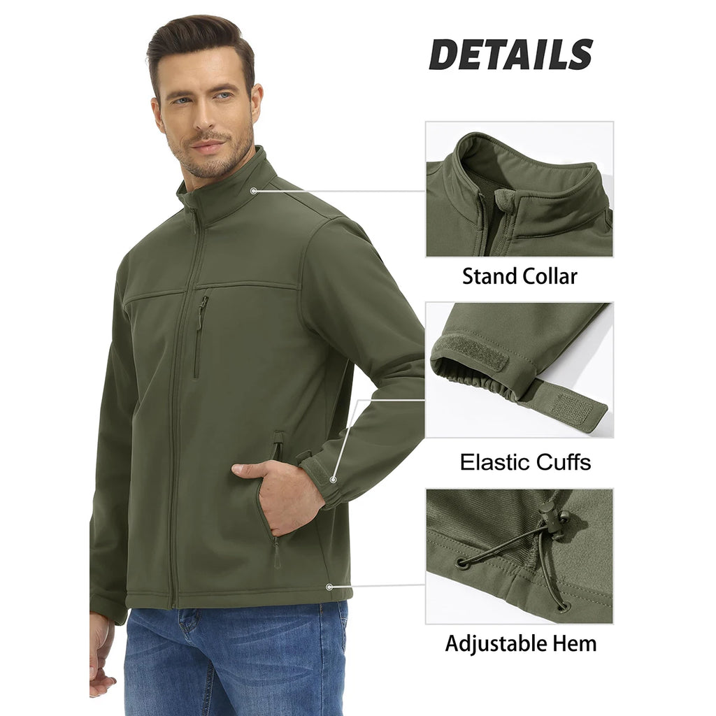 TACVASEN Giacca da trekking impermeabile da uomo per esterni Zip intera Fodera in pile antivento Calda giacca casual da lavoro autunno inverno