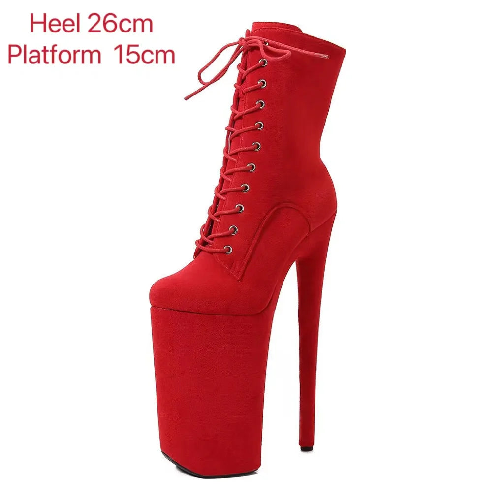 SeekMate Space and European and American Style Super High Heel 26cm Fashion Boots Super Sexy Stage Steel Pipe Boots Large Men an
