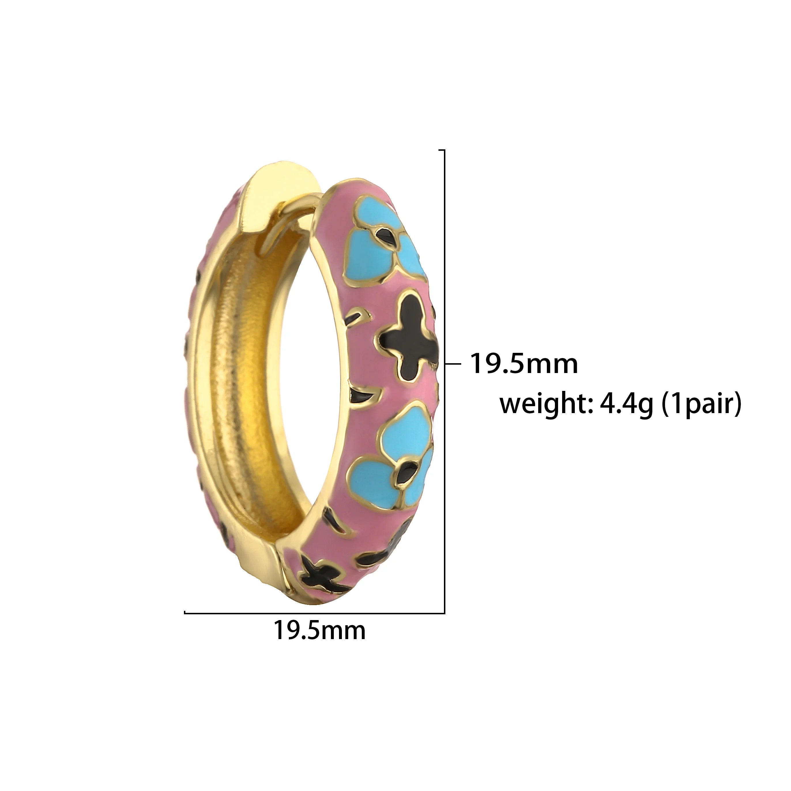 HECHENG, Orecchini a cerchio piccoli con fiori smaltati vintage Dichiarazione geometrica alla moda Cerchio rotondo Huggie Orecchino Gioielli di moda Brincos