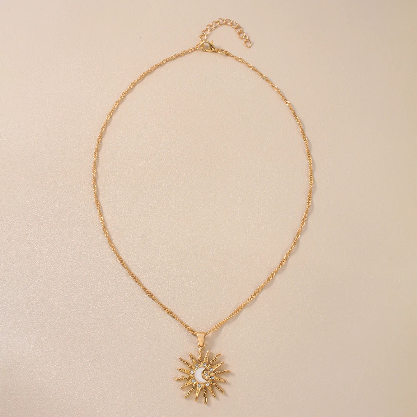 1 pezzo di strass brillanti dal design unico, sole, stella, luna, tre in uno, collana con ciondolo, gioielli da festa versatili quotidiani da donna retrò
