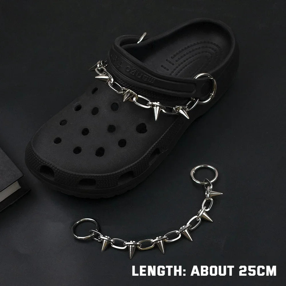 1Pcs Hip-hop Metal Sneaker Decoration Punk Fashion High-top Canvas Shoe Chain Dark Style Pin Men Women Slipper Sandal Accessorie