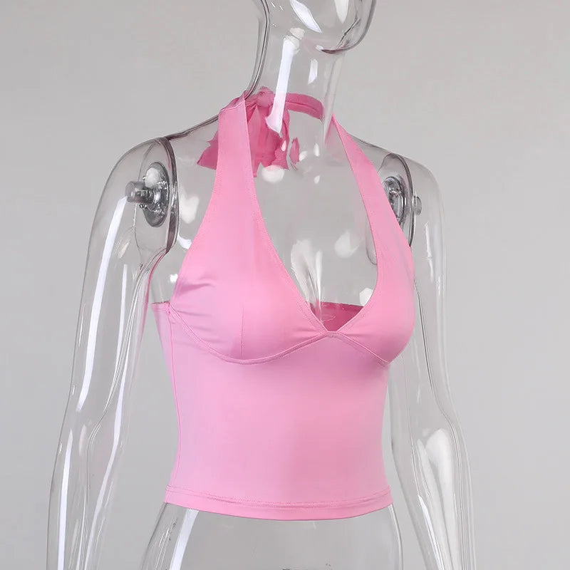 Top sexy con spalle scoperte da donna 2025 Club Party Outfits Guaina Pure senza maniche Bare Back Sexi Top corto estivo da donna