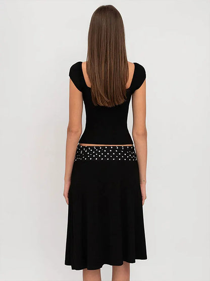 Nouvel ensemble d'été 2 pièces pour femmes, T-shirt et jupe, mode imprimé, haut noir sexy, jupe moulante décontractée, élégant, pour club ou soirée