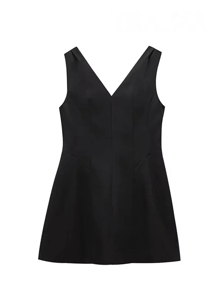 HH Summer Women scollo a V senza maniche senza schienale decorare mini abito con cerniera moda donna abiti sexy abito da festa stile street