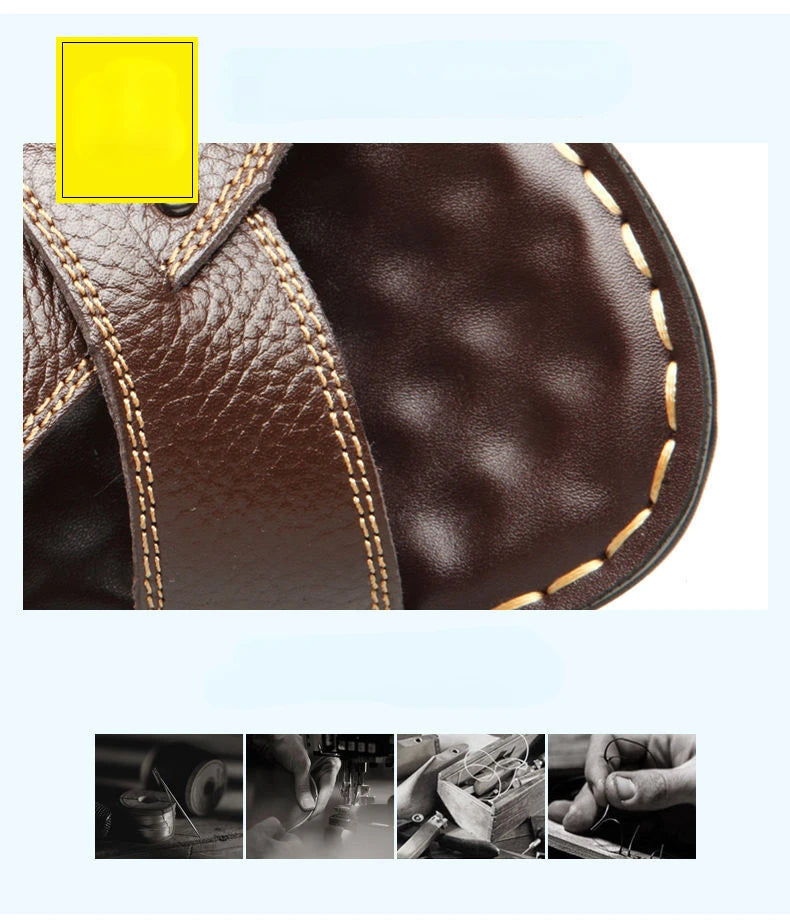 Herren-Ledersandalen für den Sommer, rutschfeste Herrenschuhe aus echtem Leder, Hausschuhe, Strandschuhe mit dicker Sohle für draußen, bequeme, weiche Herren-Sandalen