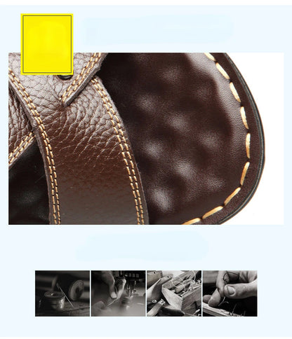 Herren-Ledersandalen für den Sommer, rutschfeste Herrenschuhe aus echtem Leder, Hausschuhe, Strandschuhe mit dicker Sohle für draußen, bequeme, weiche Herren-Sandalen