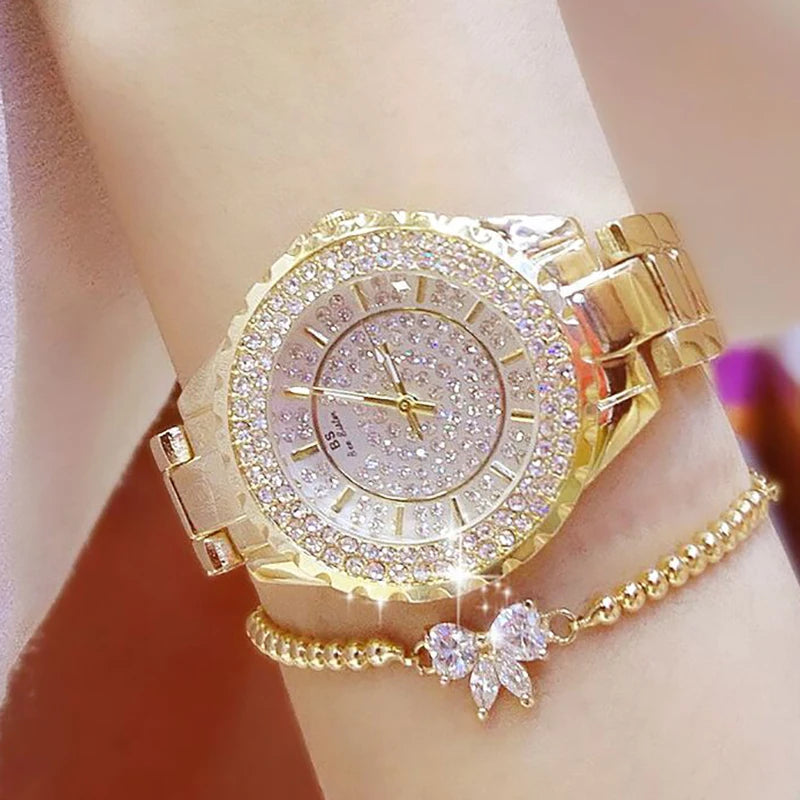 Orologi eleganti da donna con bracciale in oro 2025 Orologi da polso da donna di lusso delle migliori marche per orologio femminile Moda elegante in acciaio pieno