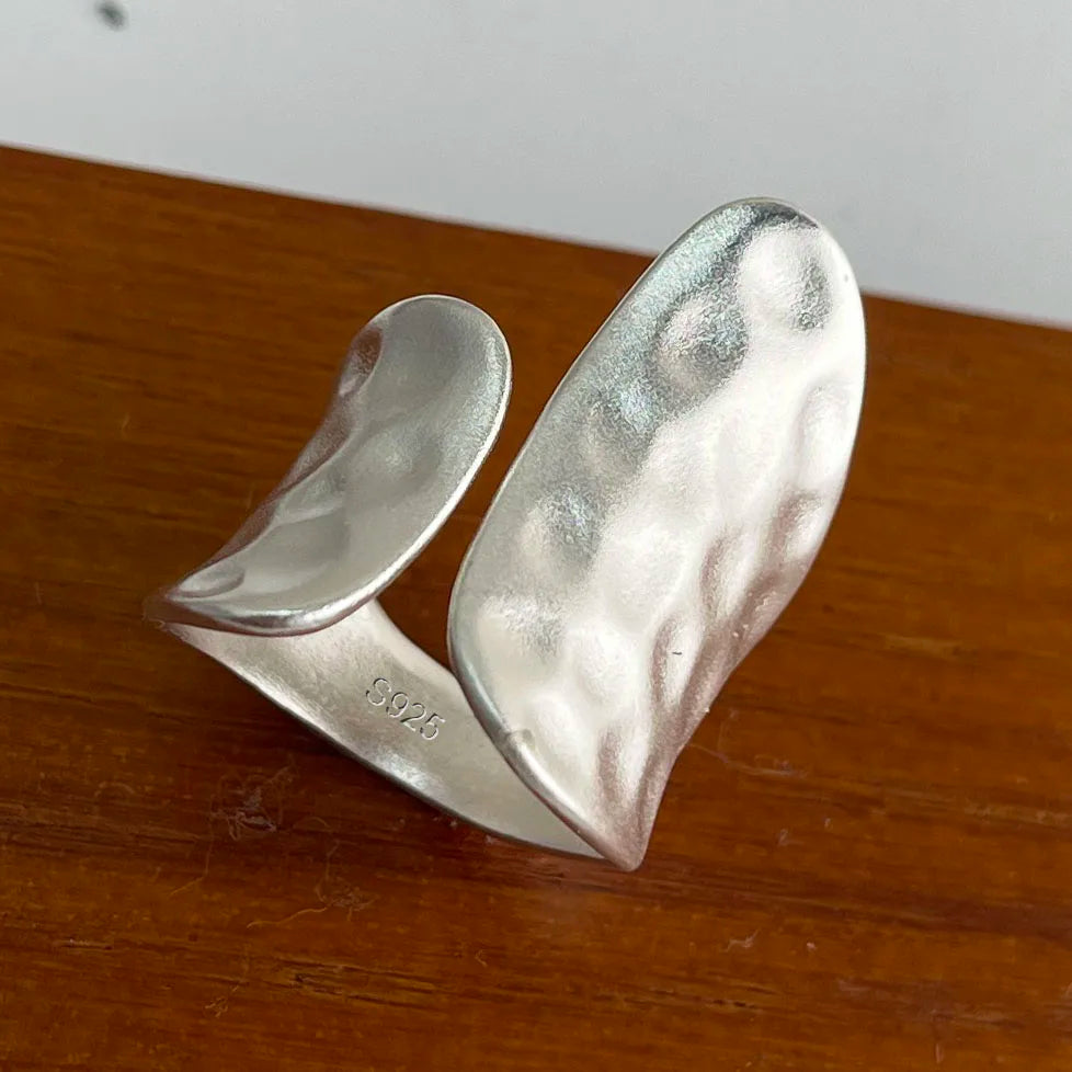 Anelli in argento sterling 925 per le donne Gioielleria raffinata geometrica Anello ampio scintillante regolabile per il regalo di compleanno della festa