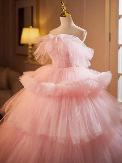 Pink Overskirt Princess Style Cake Dress Luxury Photography Women's Fashionable Ball Gown Skirt Long Evening Gown