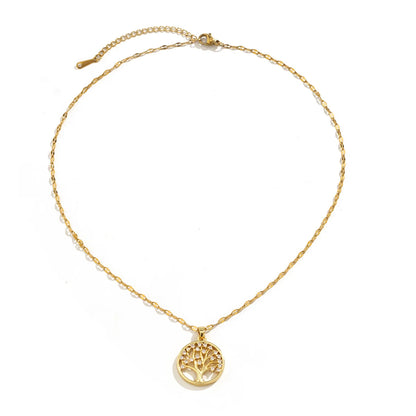 Temperamental Luxury Rhinestone Tree of Life collana con ciondolo donna Vintage in acciaio inossidabile con catena impermeabile gioielli estetici