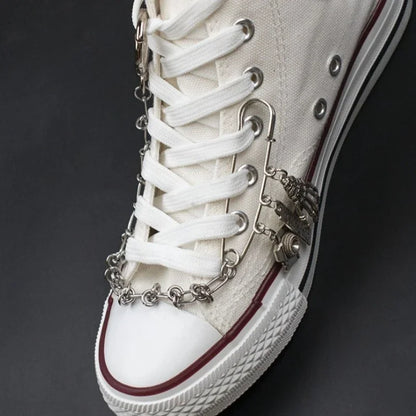 1Pcs Hip-hop Metal Sneaker Decoration Punk Fashion High-top Canvas Shoe Chain Dark Style Pin Men Women Slipper Sandal Accessorie