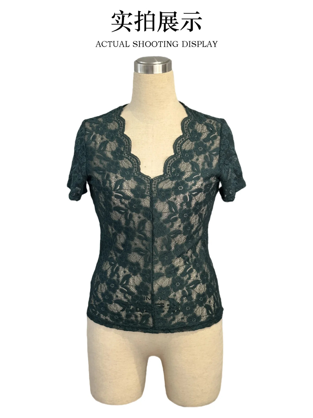 Summer Women's Lace T-shirt V-neck Hollow Sexy Black Flowers Slim White Basic Hot Girl Versatile Top for Female