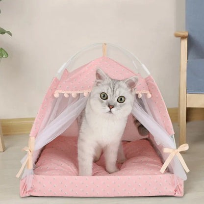 Tenda per gatti Simpatico letto per gatti principessa Tenda per gatti strappata Tenda per gatti pieghevole Forniture per animali domestici universali per quattro stagioni Zanzariera per animali domestici invernale